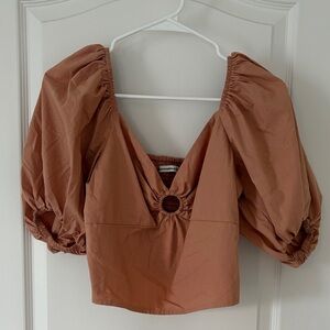 Abercrombie & Fitch Puff Sleeve Blouse in Terracotta
